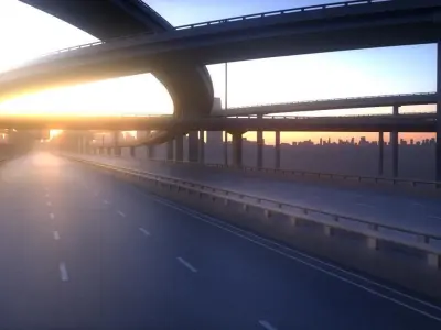 Freeway Collection highway bridge with different views 3D Model Pack