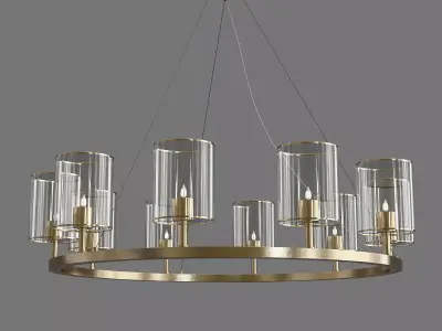 Untitled gold chandelier with six glass candle holders 3D model