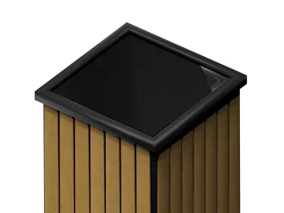 Rectangle wooden cage type wooden trash can Low-poly 3D model