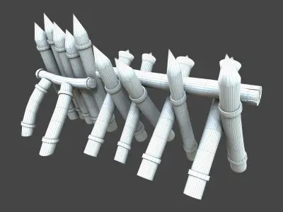 Fence block 3d model Low-poly 3D model