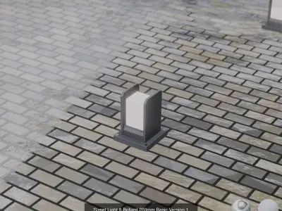 Street Light 8 Bollard Basic Version 3D Model Pack