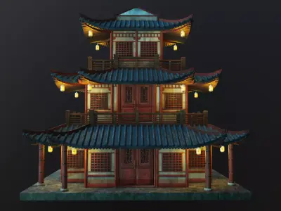  Asian Japanese and Chinese Realistic Building 3D model