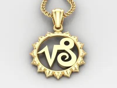 Sun Capricom Light Gold Pendant Version 7 3D print model