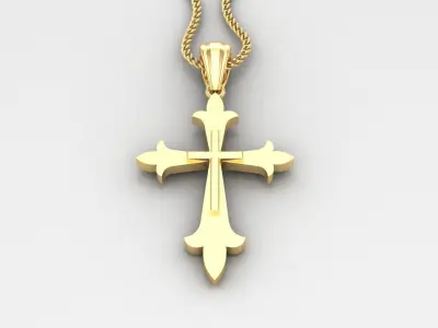 Light Gold 18K Cross Pendant 2CP040 3D print model