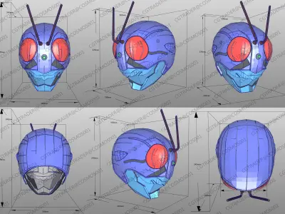 Kamen Rider The First helmet paper papekura Low-poly 3D model
