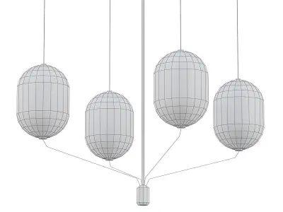 Indre three glass pendant lights hanging from metal frame 3D model