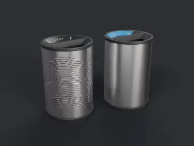 Street Trash Can 24 PBR Game Ready Low-poly 3D model