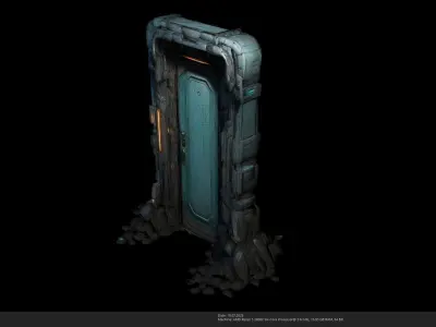 Stylized Sci-Fi Door 3D Model - AI Low-poly 3D model