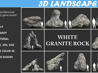 Low poly Damaged Granite Rock B 200101 Low-poly 3D model