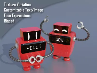 Cartoon Small Futuristic Robot Low-poly 3D model