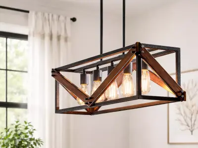 Farmhouse 5-Light Linear Cage Pendant Light Low-poly 3D model