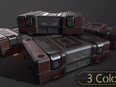 Sci-fi Box Game ready Low-poly 3D model