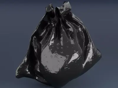 Realistic Black Garbage Bag - Unity Ready Prefabs Low-poly 3D model