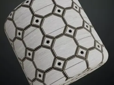 Ornate White Wood Octagonal Flooring PBR Seamless Texture