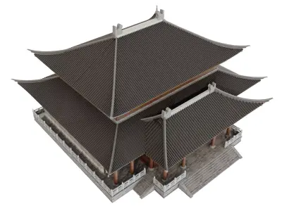 Japan Temple Hall 3D model