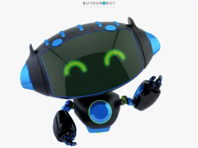 AERIAL BLACK CUTE CAT BOT 3D model