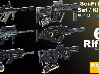 Sci-Fi Rifles Set Kitbash  3D model