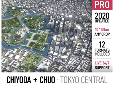 Tokyo - Chiyoda - Chuo Low-poly 3D model
