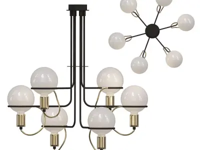 GHOST chandelier with five balls and base 3D model