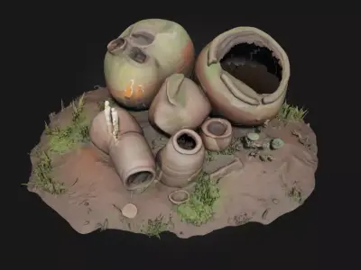 Ancient Vessels Still Life  Timeless Artifacts of Antiquity 3D model