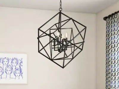 Ellenboro Light Candle Style Geometric Chandelier - 3 Colour 3D model