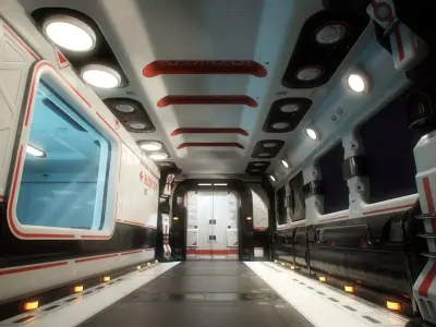 set of sci-fi modular spaceship parts az9 Low-poly 3D model