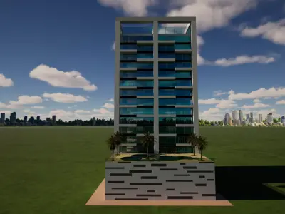 Residential Tower Miami Style  3D Architectural Model Low-poly 3D model