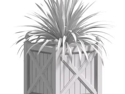 Plant in Wood Plant Box Timber wood planter 3D model
