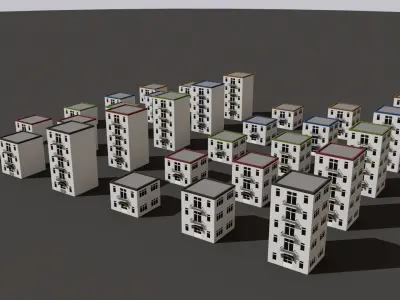 Cartoon Building Low Poly Building H 30 Variant Low-poly 3D model