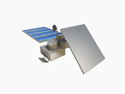 Satellite J07 Dirty Blue - SciFi Space Design Low-poly 3D model