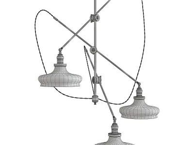 Cascading Industrial Articulated Chandelier Low-poly 3D model