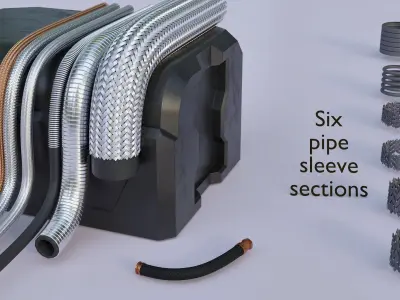 Corrugated and braid metal hose sleeving 3D model