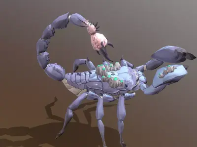Cyborg Blue Scorpion Triple Attack fbx Pbr Animated 3D model