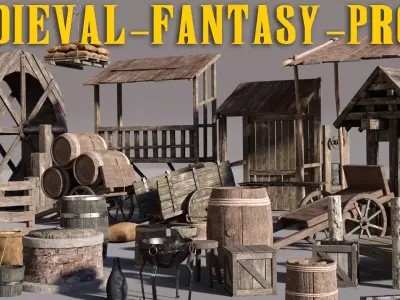 Medieval Fantasy Props Pack Low-poly 3D model