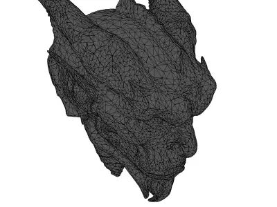 Stone Gargoyle Head Wall Decoration Low-poly 3D model