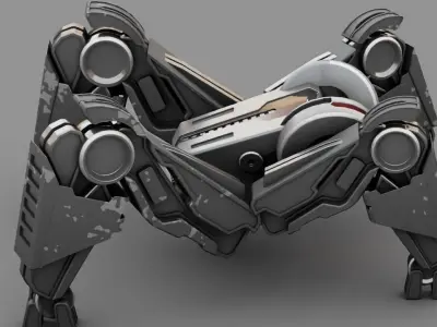 Spider Robot rigged- -animated 3D model