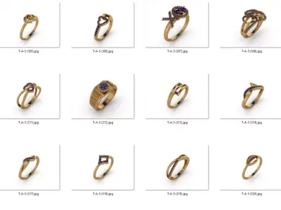 ring 100 pieces drawing 3d rihone drawing ring rings ring  3D print model