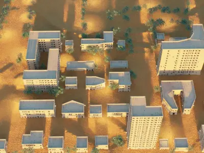 Abandoned city in the desert 3D model