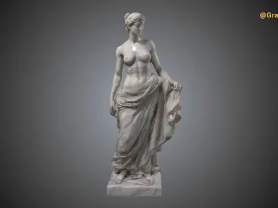 Classical Marble Sculpture of a Woman Statue Low-poly 3D model