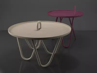 Oasis two side tables with round top 3D model