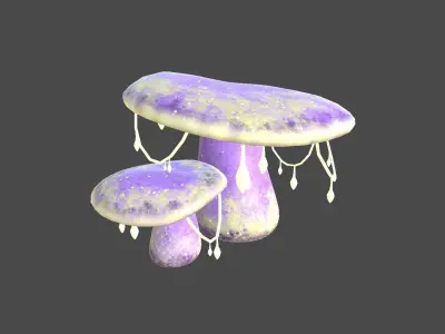 Fantasy Mushroom C08 Purple Yellow - Scene Backdrop Design Low-poly 3D model