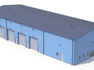 Blue Industrial Building 36 PBR Low-poly 3D model