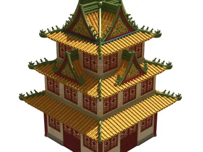 Ancient Chinese Architecture - Tower 32 3D model