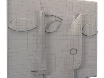 Minimalist Abstract Face Relief Cream Black Low-poly 3D model