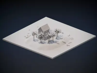 Beach House Low-poly 3D model