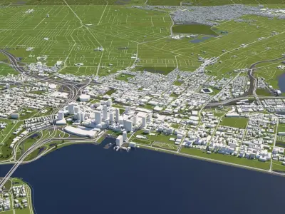 Perth Australia 50x50km 3D City Map 3D model