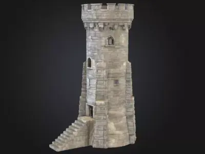Stone Watchtower Low-poly 3D model