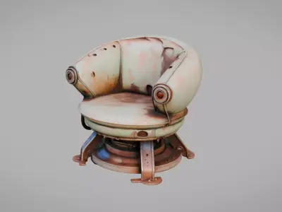 Sci Fi Abandoned Chair Low-poly 3D model