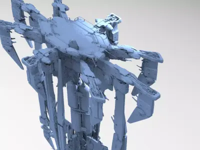 Alien Sci-fi base platforms 12  3D model