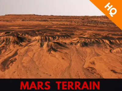 Mars Planet Landscape Desert Terrain Valley 10x10km PBR 03 Low-poly 3D model